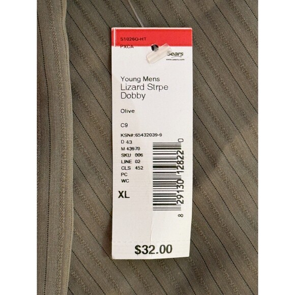 EIGHTY EIGHT Men's Short Sleeve Button Down Lizard Stripe Olive Shirt XL - Picture 5 of 6